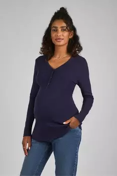 Топ для беременных из джерси с застежкой кнопкой спереди Jojo Maman Bb, синий