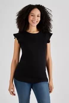 Топ для беременных с круглым вырезом и рюшами Jojo Maman Bb, черный