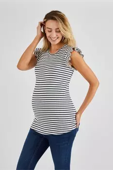 Топ для беременных с круглым вырезом и рюшами Jojo Maman Bb, черный