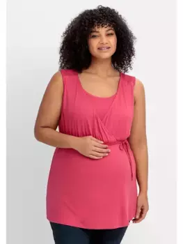 Топ для беременных Sheego "большие размеры", в виде запаха, с функцией кормления, цвет Orchidee