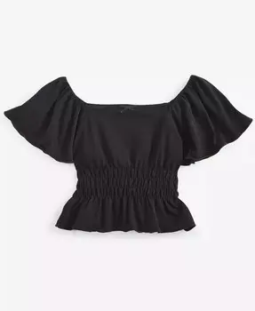 Топ для больших девочек с развевающимися рукавами With Jules, бежевый