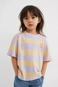Футболка для братьев и сестер H&M Little Sister, светло-оранжевый/бирюзовый
