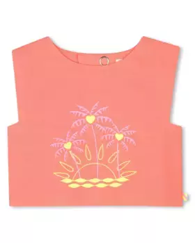 Топ для девочек без рукавов с вышивкой спереди Billieblush, коралловый
