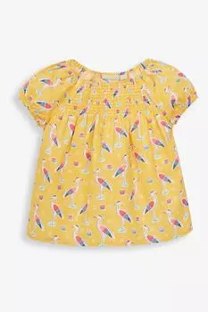 Топ для девочек JoJo Maman Bb с рюшами и леопардовым принтом Jojo Maman Bb, желтый