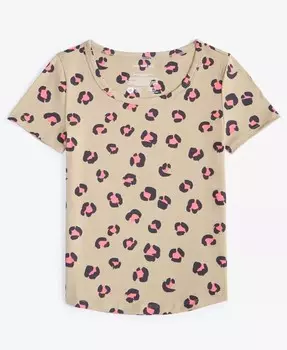 Топ для девочек с леопардовым принтом Epic Threads, бежевый