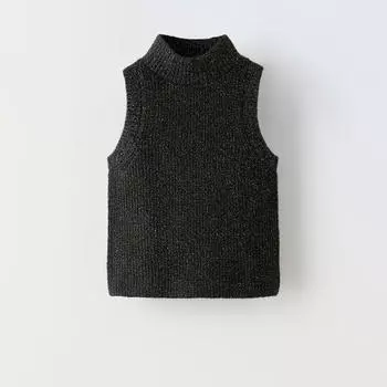 Топ для девочки Zara Shimmery , черный / золотой