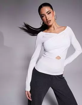 Топ для йоги с длинными рукавами цвета слоновой кости ASOS DESIGN