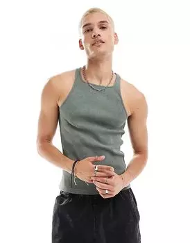 Топ для мышц fit tablet wash цвета хаки ASOS DESIGN