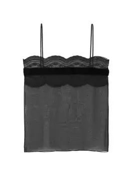 Топ для нижнего белья из шелкового муслина Saint Laurent, черный