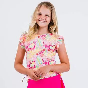 Топ для плавания Chloe с рукавами-крылышками для девочек Calypsa, цвет princess pop