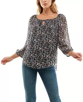 Топ для подростков с цветочным принтом и круглым вырезом и рукавами 3/4 BCX, мульти