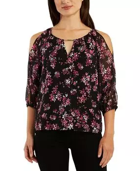 Топ для юниоров с цветочным принтом и разрезом на плечах BCX, мульти