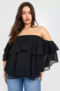 топ добби с открытыми плечами Boohoo, черный