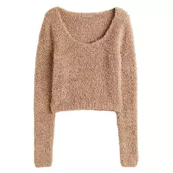 Топ домашний H&amp;M Crop, бежевый