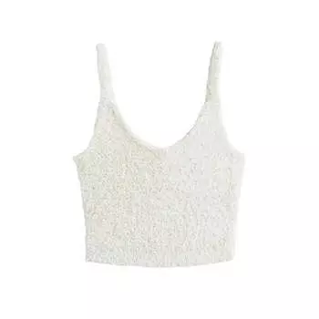Топ домашний H&amp;M Fluffy Crop, светло-бежевый