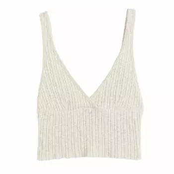 Топ домашний H&M Rib-knit Crop, белый
