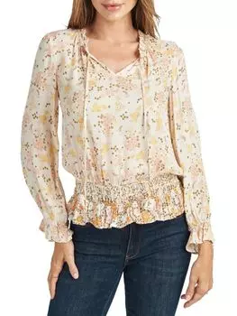 Топ DR2 by Daniel Rainn с присборенной талией и цветочным принтом, khaki