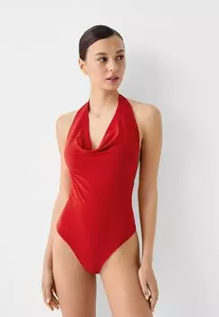 Топ Draped Halter Bershka, красный