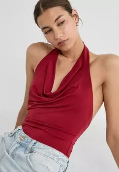 Топ DRAPED HALTER Stradivarius, Бордо