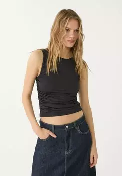 Топ DRAPED Stradivarius, черный