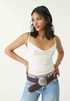 Топ DRAPED STRAPPY Stradivarius, бежевый