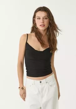 Топ DRAPED STRAPPY Stradivarius, черный