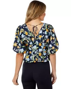 Топ Draper James Puff Sleeve Top, цвет Nassau Navy Multi