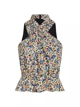 Топ Drey с цветочным принтом на бретелях Veronica Beard, черный