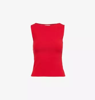 Топ Dusk без рукавов с вырезом-лодочкой из органического хлопка и эластичного трикотажного полотна Reformation, цвет lipstick