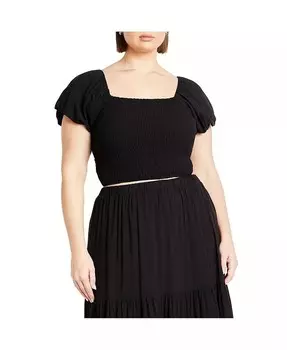 Топ Dylan с рукавами до локтя размера плюс CITY CHIC, черный