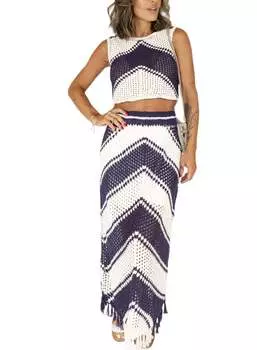 Топ-джемпер Beverly Crochet в белом/темно-синем цвете Sadie & Sage