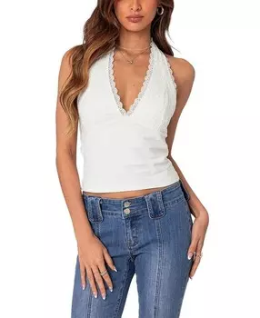 Топ Edikted Carolyn Lacey с лямкой на шее, белый