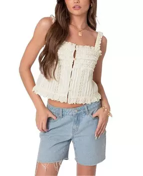Топ Edikted Hera с оборками на пуговицах спереди, слоновая кость/кремовый