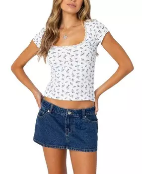 Топ Edikted Orly в рубчик с цветочным принтом, белый