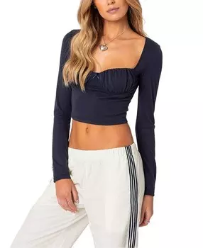 Топ Edikted Rain с чашечками и длинными рукавами, синий