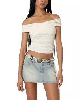 Топ Edikted с открытыми плечами и крест-накрест, слоновая кость/кремовый