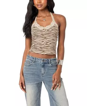 Топ Edikted с принтом зебры через шею и бретельками, мультиколор