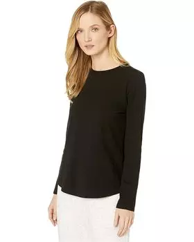 Топ Eileen Fisher Slubby Organic Cotton Jersey Round Neck Long Sleeve Top, черный