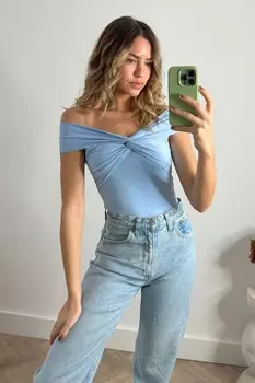 Топ Ely с вырезом бардо Style Cheat, синий