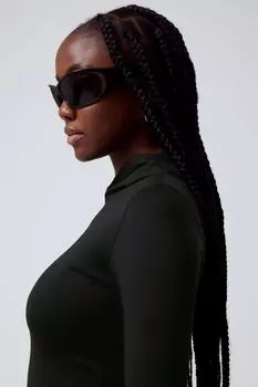 Топ emily с капюшоном и длинными рукавами H&M, черный