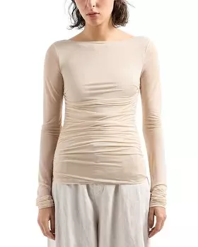 Топ Emporio Armani со сборками, слоновая кость/кремовый