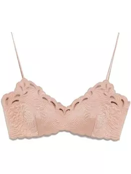 Топ Ermanno Scervino с цветочной вышивкой, розовый