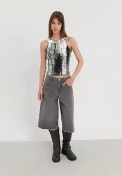 Топ Even&Odd, черный/серебристый