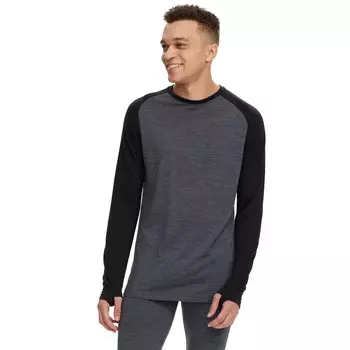 Топ evo Ridgetop Merino Wool Midweight Crew, цвет Heather Grey/Black