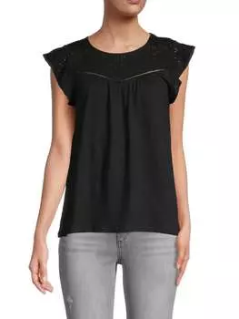 Топ Faith &amp; Zoe с вышивкой люверсами, черный
