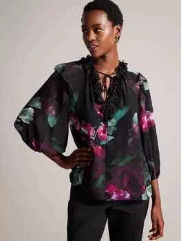 Топ Faiziaa с цветочным принтом и завязкой-корсажем Ted Baker, черный