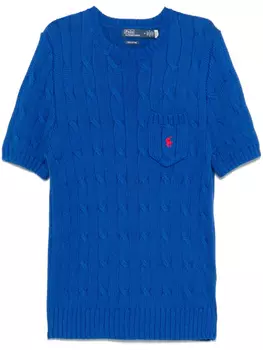 Топ фактурной вязки с короткими рукавами Polo Ralph Lauren, синий