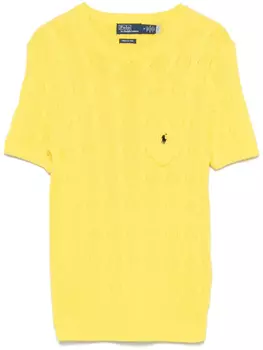 Топ фактурной вязки с короткими рукавами Polo Ralph Lauren, желтый
