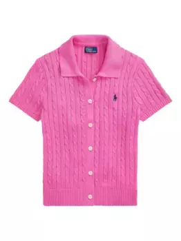 Топ фактурной вязки с короткими рукавами POLO RALPH LAUREN, розовый