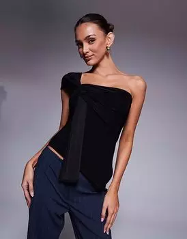 Топ Fashionkilla с двойным скульптурным асимметричным узлом спереди, черного цвета